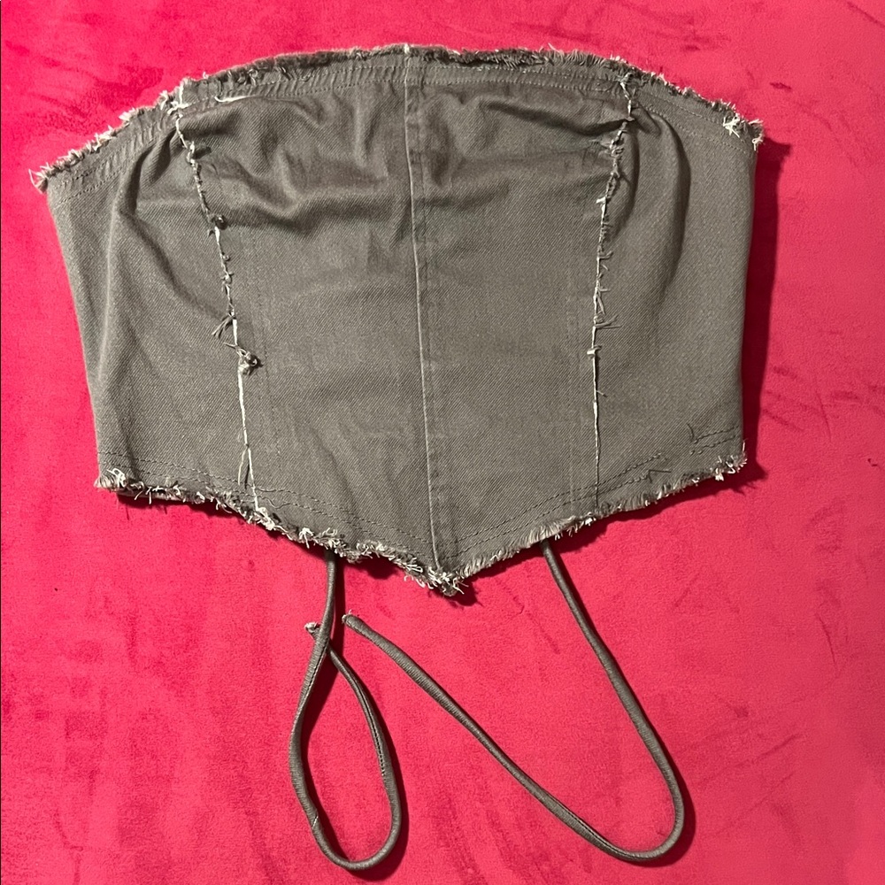 Emory Park Gray Frayed Hem Women's Tube Top